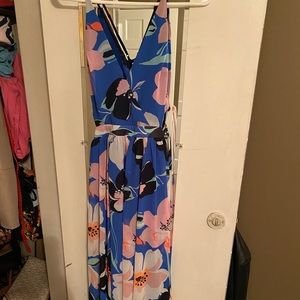 Floral maxi open back dress